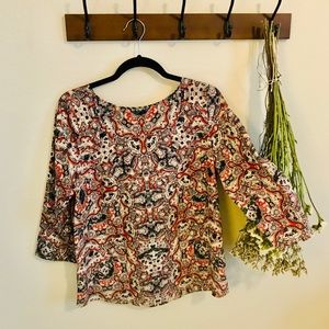 Colorful Paisley Blouse with Detailed Back